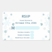 Winter Wonderland Blue Snowflake Wedding RSVP Rechteckiger Aufkleber (Vorderseite)