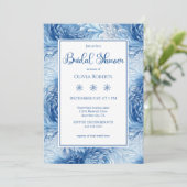 Winter Wonderland Blue Snowflakes Brautparty Einladung (Stehend Vorderseite)