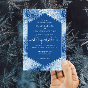 Winter Wonderland Blue Snowflakes Hochzeit Einladung