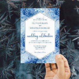 Winter Wonderland Blue Snowflakes Hochzeit Einladung