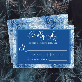 Winter Wonderland Blue Snowflakes Hochzeit RSVP Karte