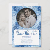 Winter Wonderland Blue Snowflakes Hochzeit Save The Date (Vorderseite)