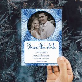 Winter Wonderland Blue Snowflakes Hochzeit Save The Date