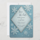 Winter Wonderland Blue Snowy Romant Save the Date Einladung (Vorderseite)
