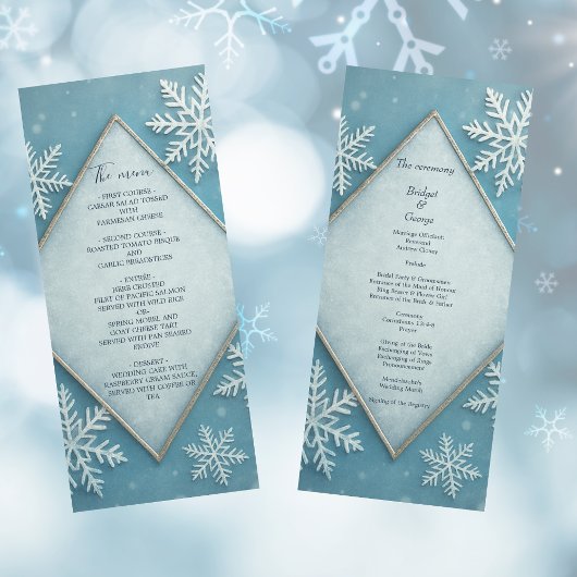 Winter Wonderland Blue Snowy Romantisches Hochzeit Programm