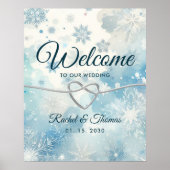 Winter Wonderland Blue Wedding Willkommenszeichen Poster (Vorne)
