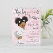 Winter Wonderland Blush Pink & Silver Einladung (Stehend Vorderseite)