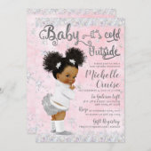 Winter Wonderland Blush Pink & Silver Einladung (Vorne/Hinten)