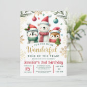 Winter Wonderland Boho jetzt Tiere 2. Geburtstag Einladung (Stehend Vorderseite)