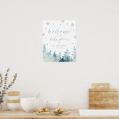 Winter Wonderland Boy Baby Dusche Begrüßungszeiche Poster (Küche)