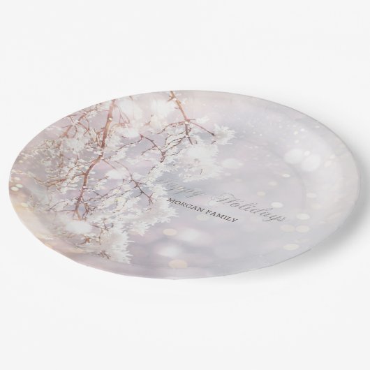 Winter Wonderland Branchen Pappteller (Schrägansicht)