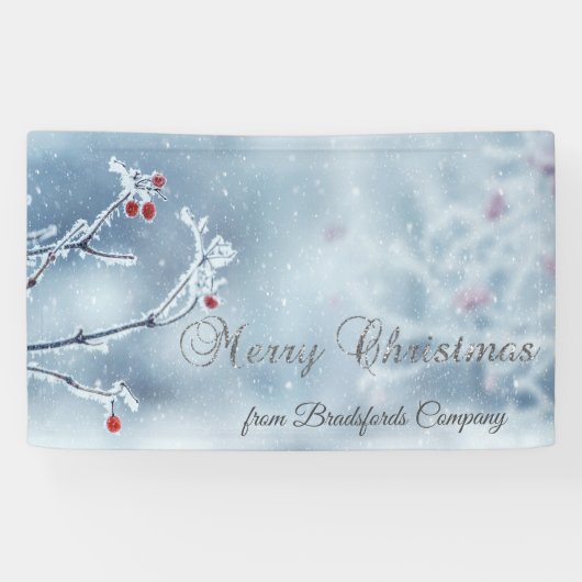 Winter Wonderland Branches Blue Banner (Horizontal)