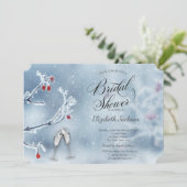 Winter Wonderland Branches Blue Brautparty Einladung (Stehend Vorderseite)