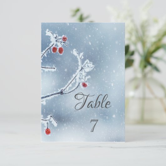 Winter Wonderland Branches Blue Einladung (Stehend Vorderseite)