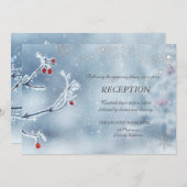 Winter Wonderland Branches Blue Empfang Einladung (Vorne/Hinten)