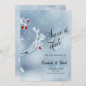 Winter Wonderland Branches Blue Save the Date (Vorne/Hinten)