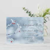 Winter Wonderland Branches Blue Verlobung Einladung (Stehend Vorderseite)