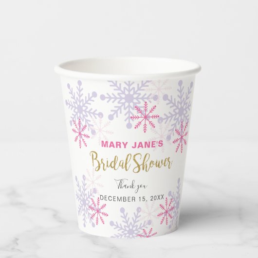 Winter Wonderland Brautparty Gold Glitzer Snow Pappbecher (Vorderseite)