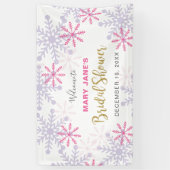Winter Wonderland Brautparty Rosa Schneeflocke Banner (Vertikal)