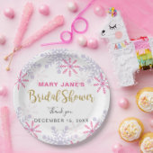 Winter Wonderland Brautparty Rosa Schneeflocke Pappteller (Party)