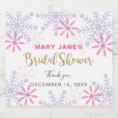 Winter Wonderland Brautparty Rosa Schneeflocke Schaumweinetikett (Einzelnes Label)