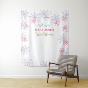 Winter Wonderland Brautparty Rosa Schneeflocke Wandteppich