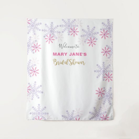 Winter Wonderland Brautparty Rosa Schneeflocke Wandteppich (Vorderseite)