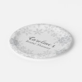 Winter Wonderland Brautparty Silver Snowflakes Pappteller (Schrägansicht)