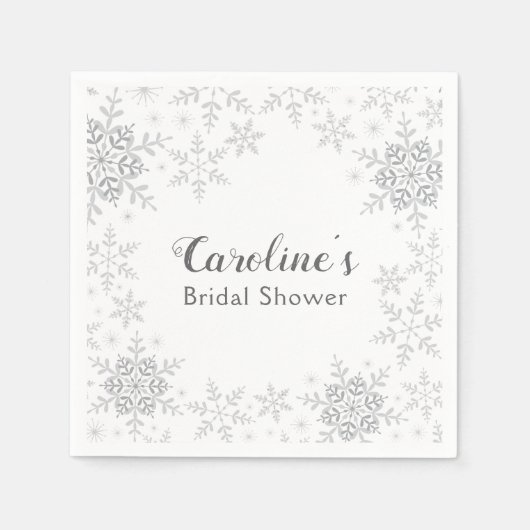 Winter Wonderland Brautparty Silver Snowflakes Serviette (Vorderseite)