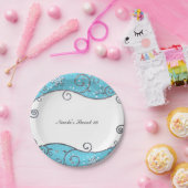 Winter Wonderland Bright Blue & Silver Wirbel Pappteller (Party)