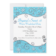 Winter Wonderland Bright Blue Snowflake Einladung