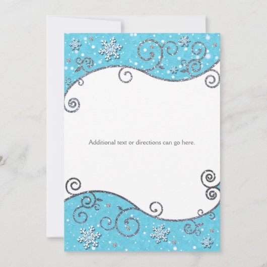 Winter Wonderland Bright Blue Snowflake Einladung (Rückseite)