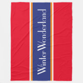 WINTER WONDERLAND Bright Red White Navy Streifen Fleecedecke (Vorderseite)
