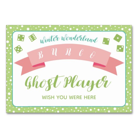 Winter Wonderland Bunco Game Ghost Player Card Tischnummer (Rückseite)