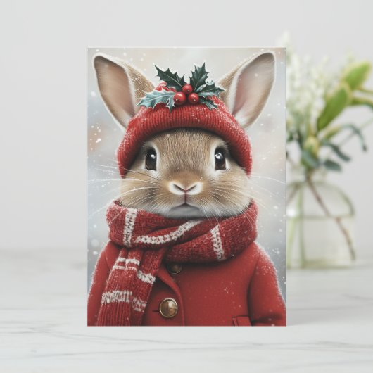 Winter Wonderland Bunny Einladung (Stehend Vorderseite)