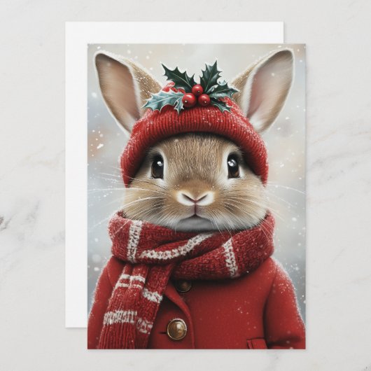 Winter Wonderland Bunny Einladung (Vorne/Hinten)