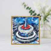 Winter Wonderland Cake Feiertagskarte (Stehend Vorderseite)