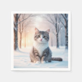 Winter Wonderland Cat Serviette (Vorderseite)