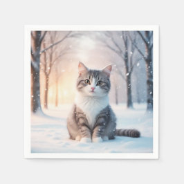 Winter Wonderland Cat Serviette