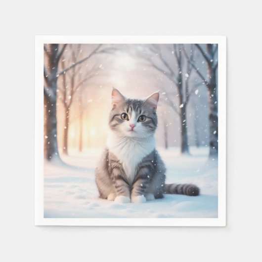 Winter Wonderland Cat Serviette (Vorderseite)
