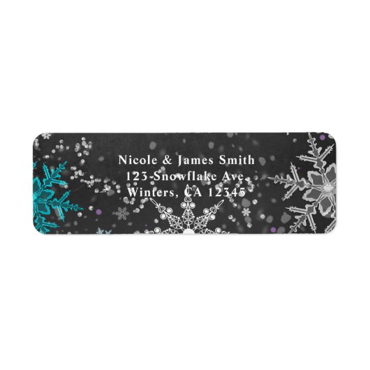 Winter Wonderland Chalk Aquamarin & Lila Einladung (Vorne)