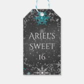 Winter Wonderland Chalk Aquamarin & Lila Party Geschenkanhänger (Vorderseite)