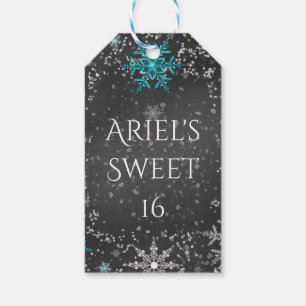 Winter Wonderland Chalk Aquamarin & Lila Party Geschenkanhänger