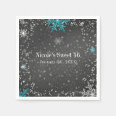 Winter Wonderland Chalk Aquamarines und Lila Party Serviette (Vorderseite)