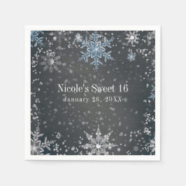 Winter Wonderland Chalk Blue Grau Silver Party Serviette