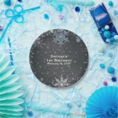 Winter Wonderland Chalk Blue Gray Custom Party Pappteller (Party)