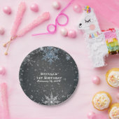 Winter Wonderland Chalk Blue Gray Custom Party Pappteller (Party)