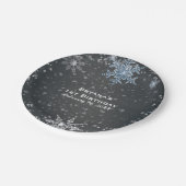 Winter Wonderland Chalk Blue Gray Custom Party Pappteller (Schrägansicht)