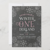 Winter Wonderland Chalkboard Erster Geburtstag Ein Einladung (Vorderseite)