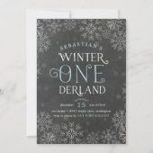 Winter Wonderland Chalkboard Erster Geburtstag Ein Einladung (Vorderseite)